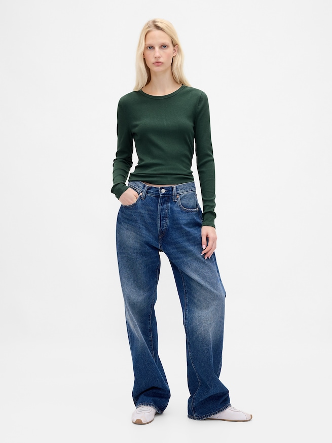 モダン コンパクト リブ クロップドTシャツ-1