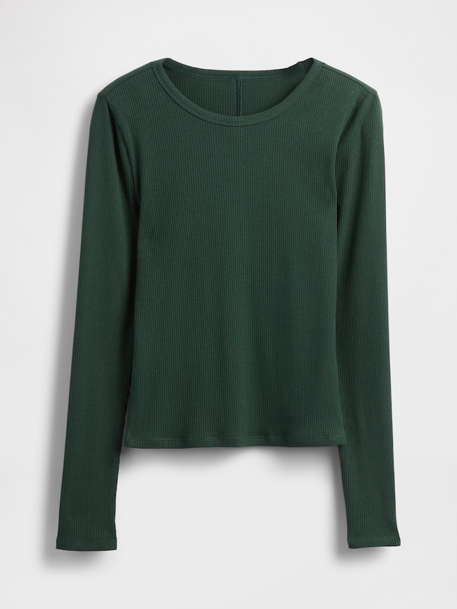 モダン コンパクト リブ クロップドTシャツ-4