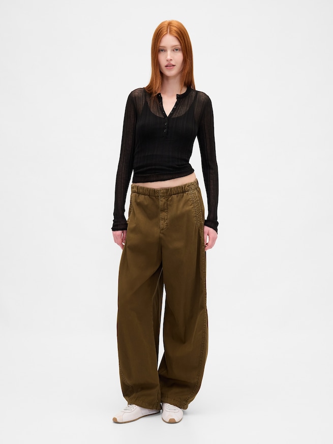 シアー リブ ヘンリーネックセーター-1