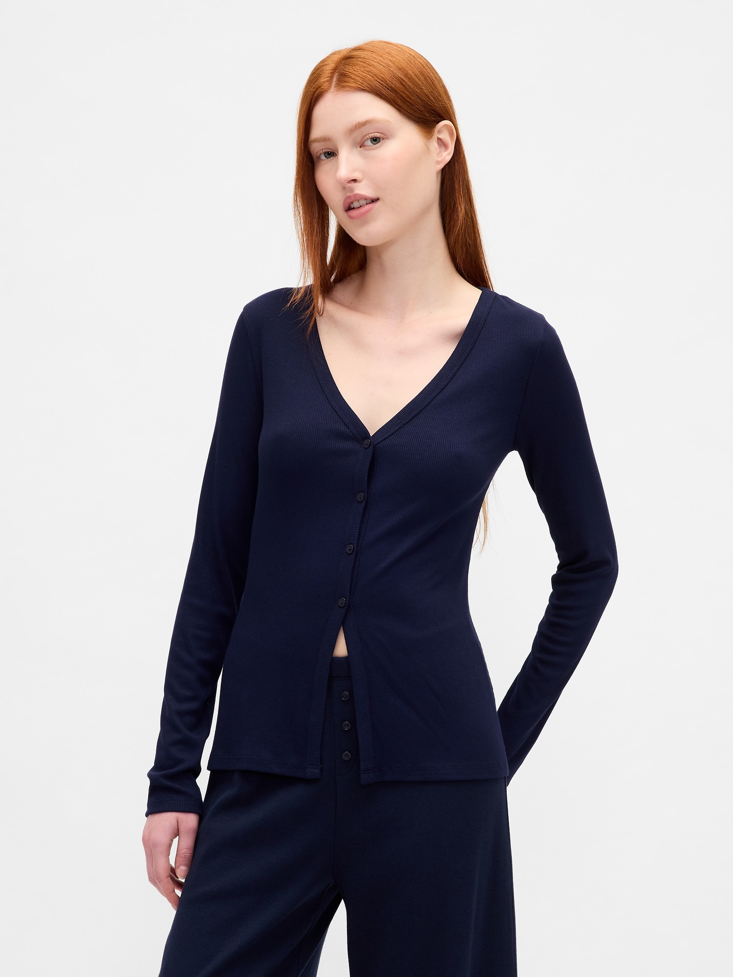 CARDIGAN DE PYJAMA FINEMENT CÔTELÉ