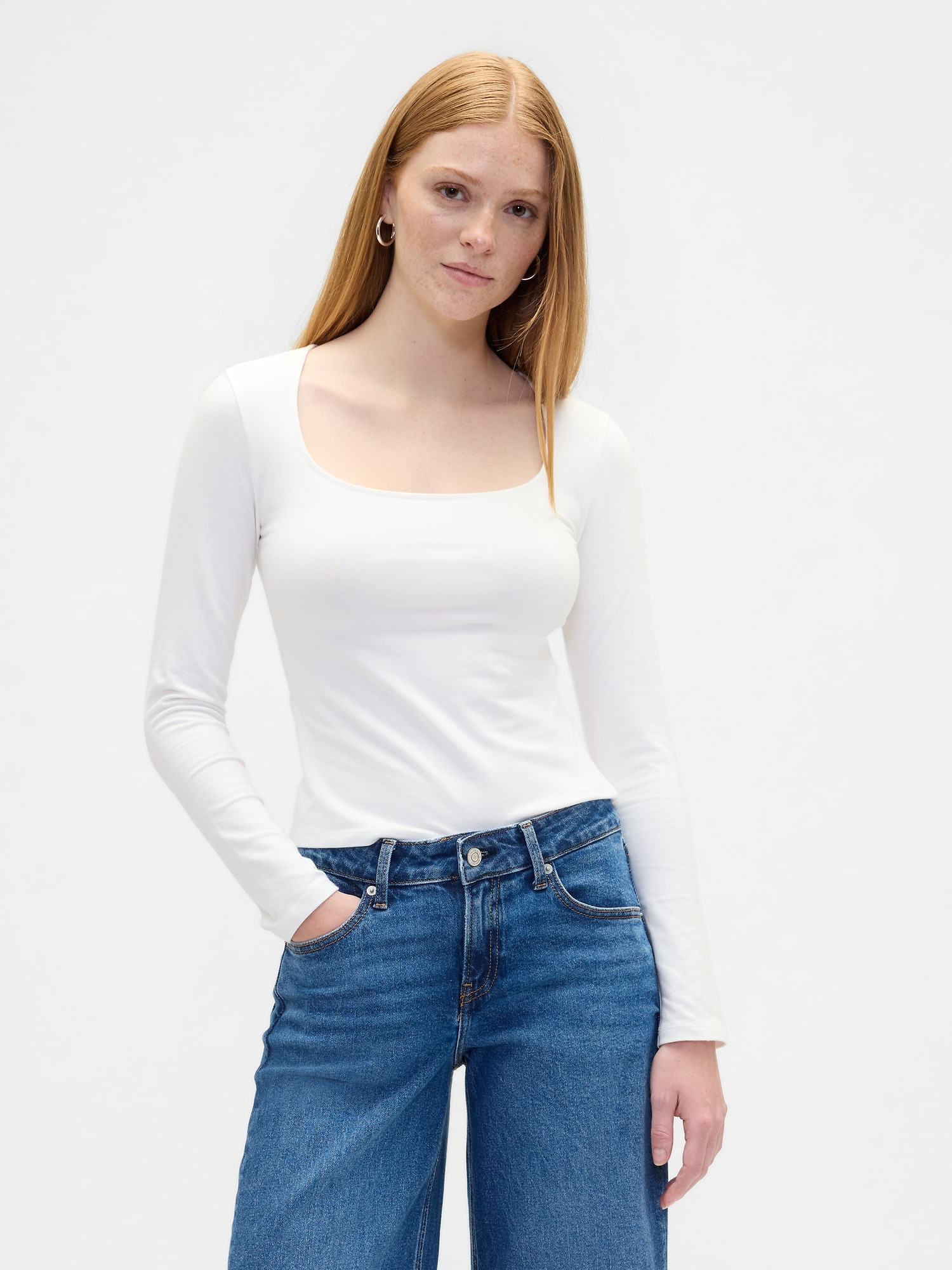 Stretch Jersey Scoopneck Top