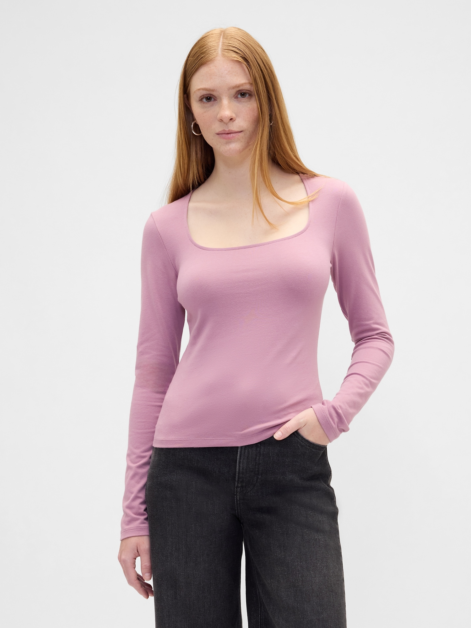 Stretch Jersey Scoopneck Top