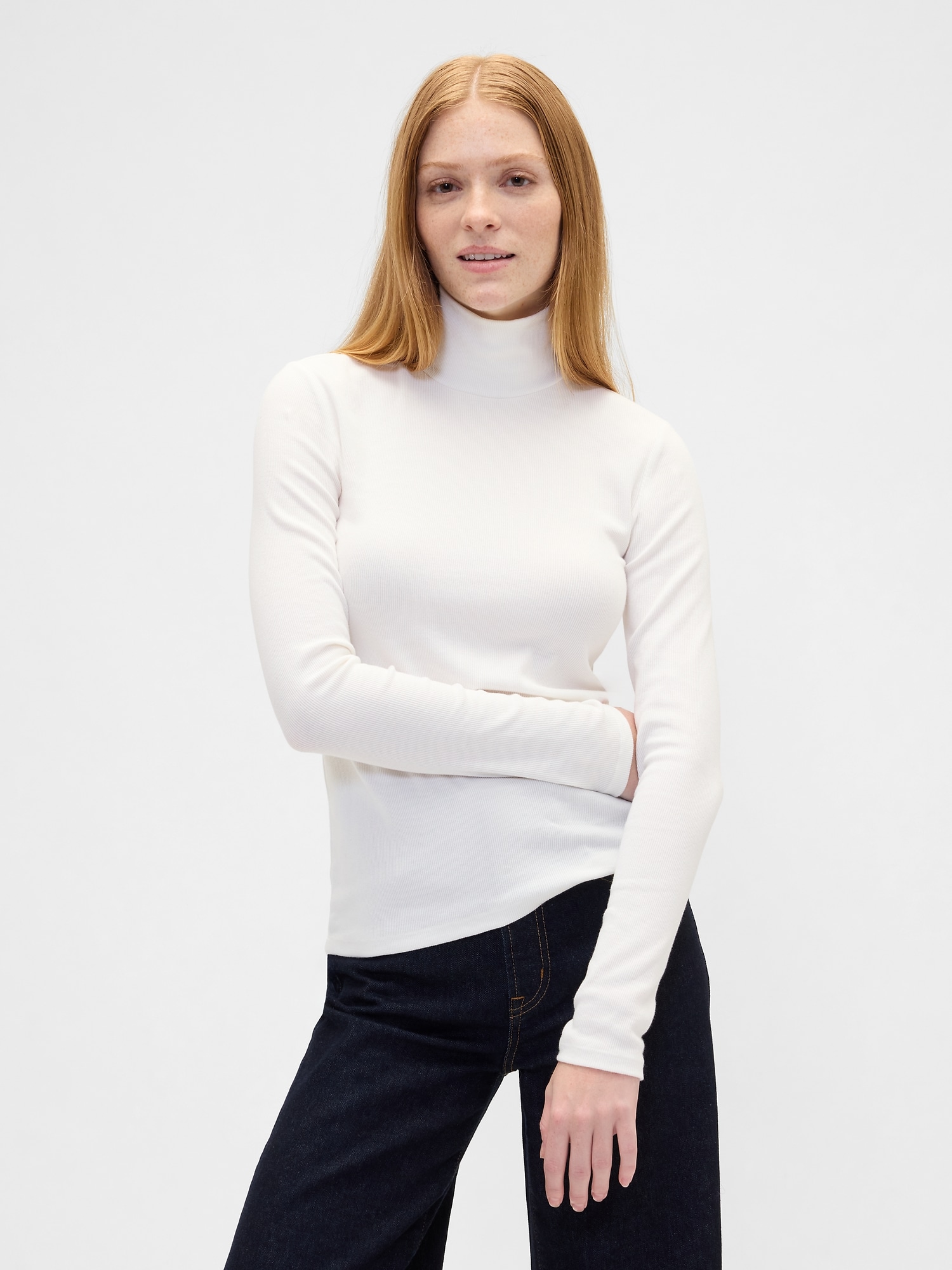 Ribbed Turtleneck T-Shirt
