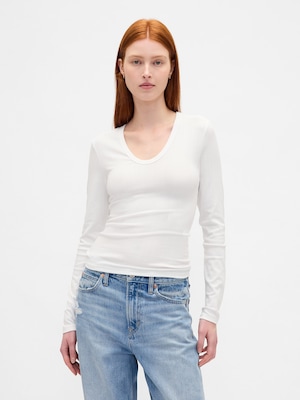 シアー モダンリブTシャツ