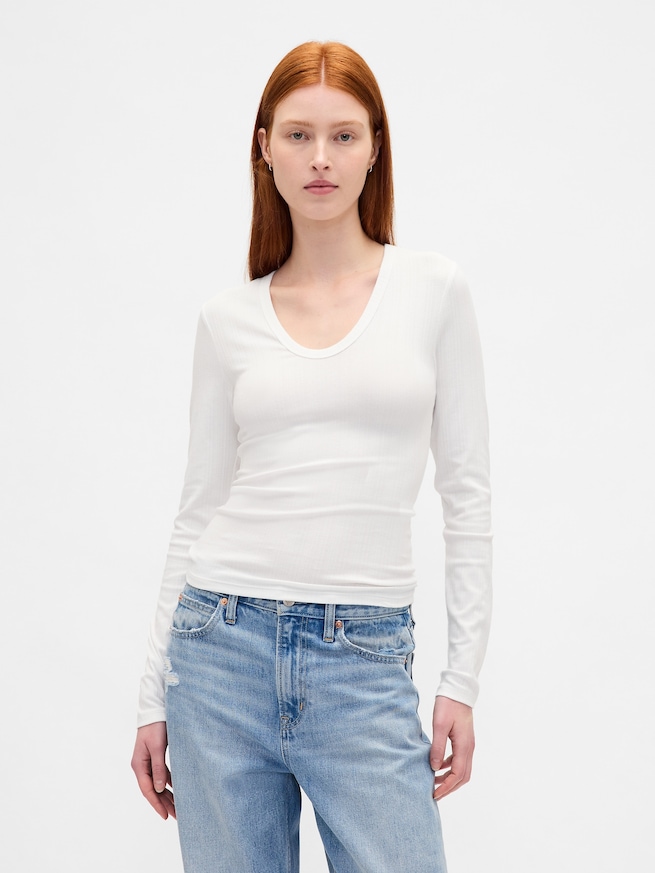 シアー モダンリブTシャツ-0