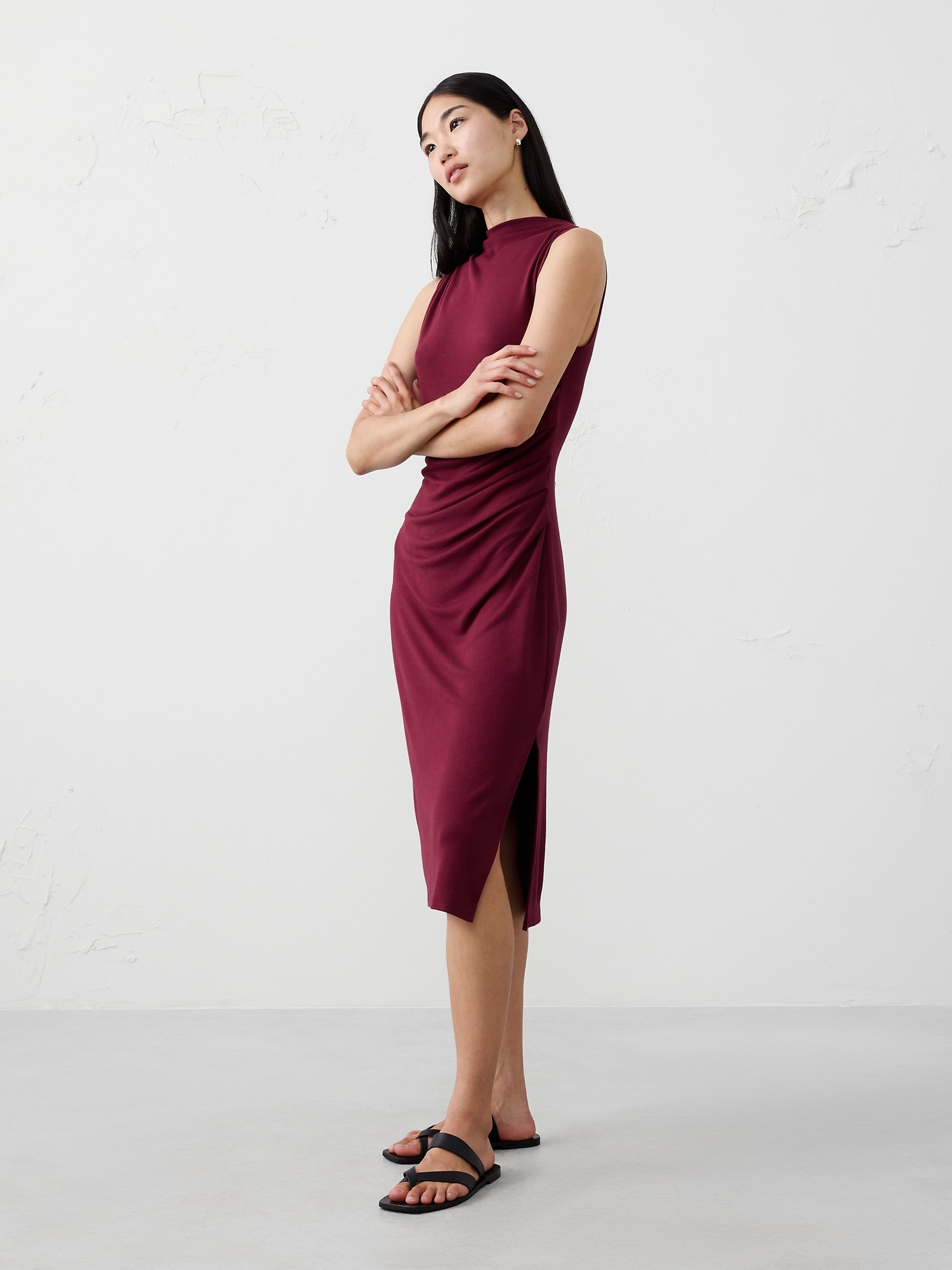Soft Luxe Bateau-Neck Midi Dress