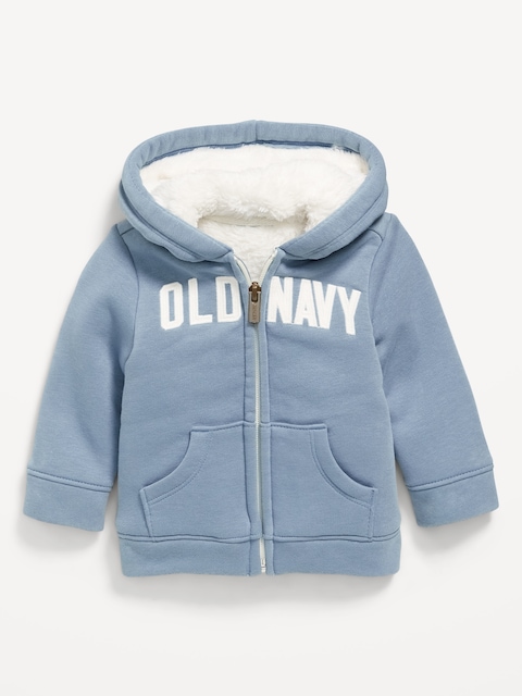 Logo-Graphic Sherpa-Lined Zip Hoodie for Baby