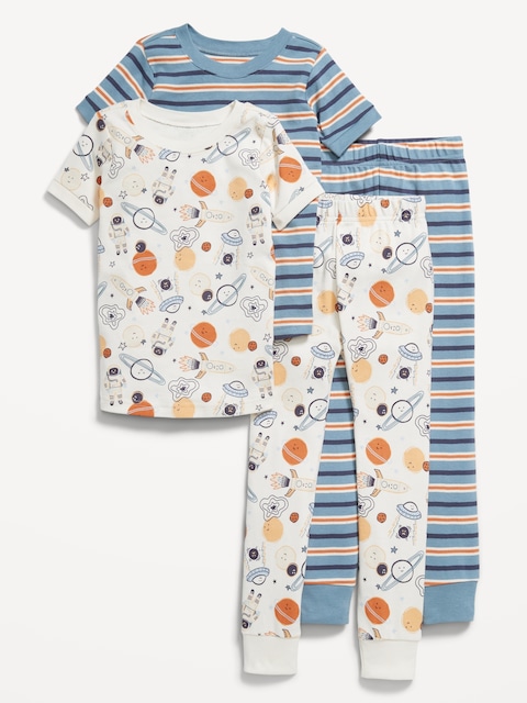 Snug-Fit Printed Pajama 4-Piece for Toddler & Baby