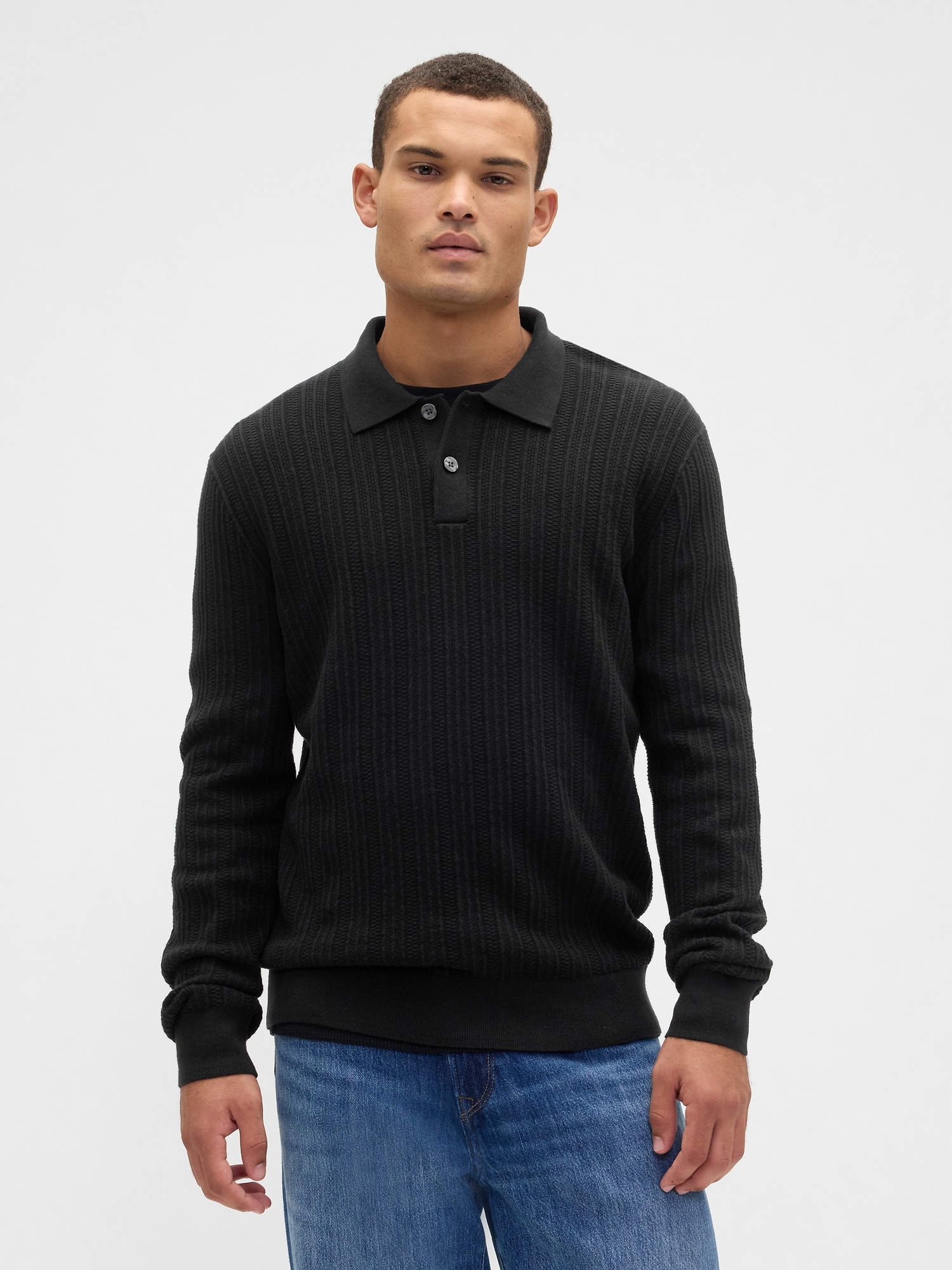 Textured Sweater Polo Shirt