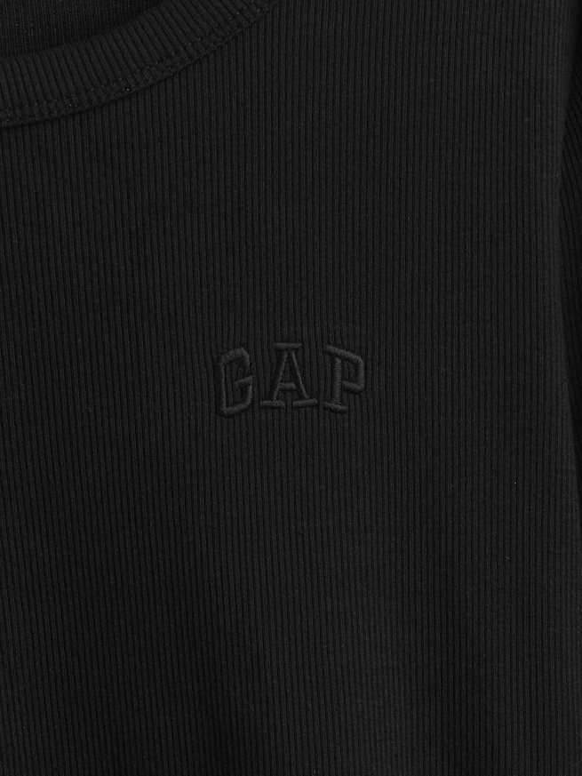 リブ クロップド GAPロゴ クルーネックTシャツ-3