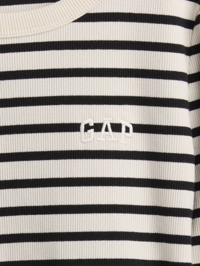 リブ クロップド GAPロゴ クルーネックTシャツ-3