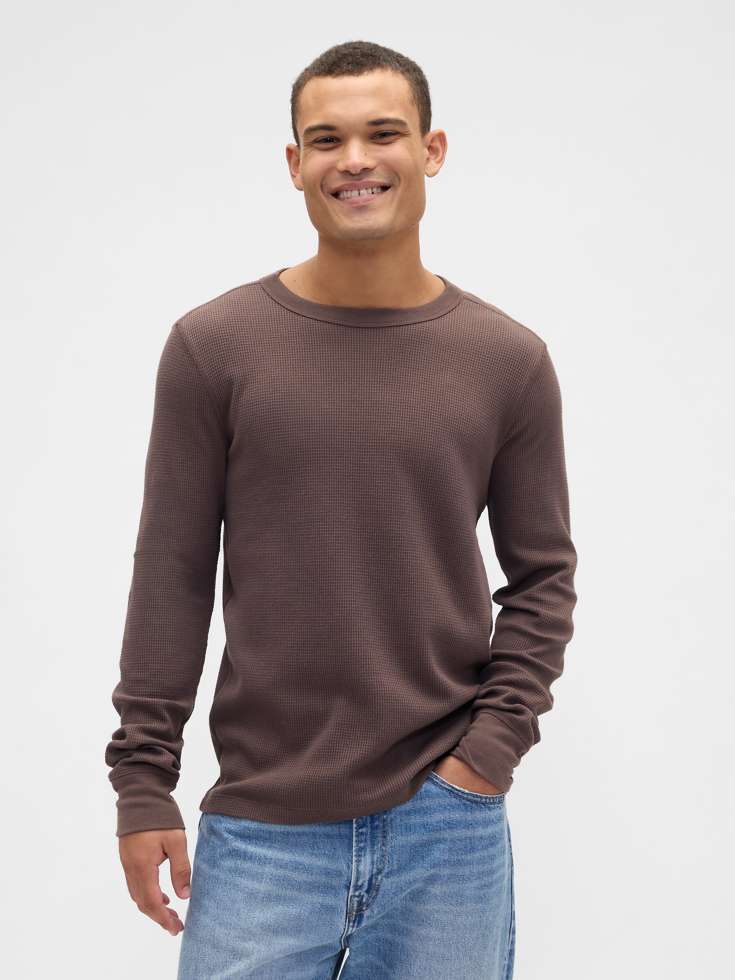 Waffle-knit crewneck t-shirt