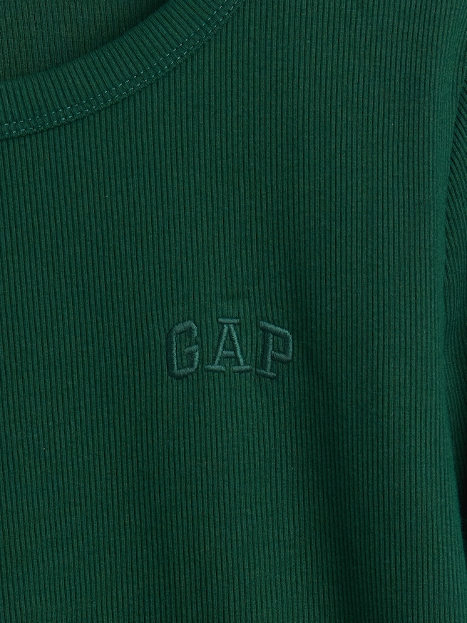 リブ クロップド GAPロゴ クルーネックTシャツ-3