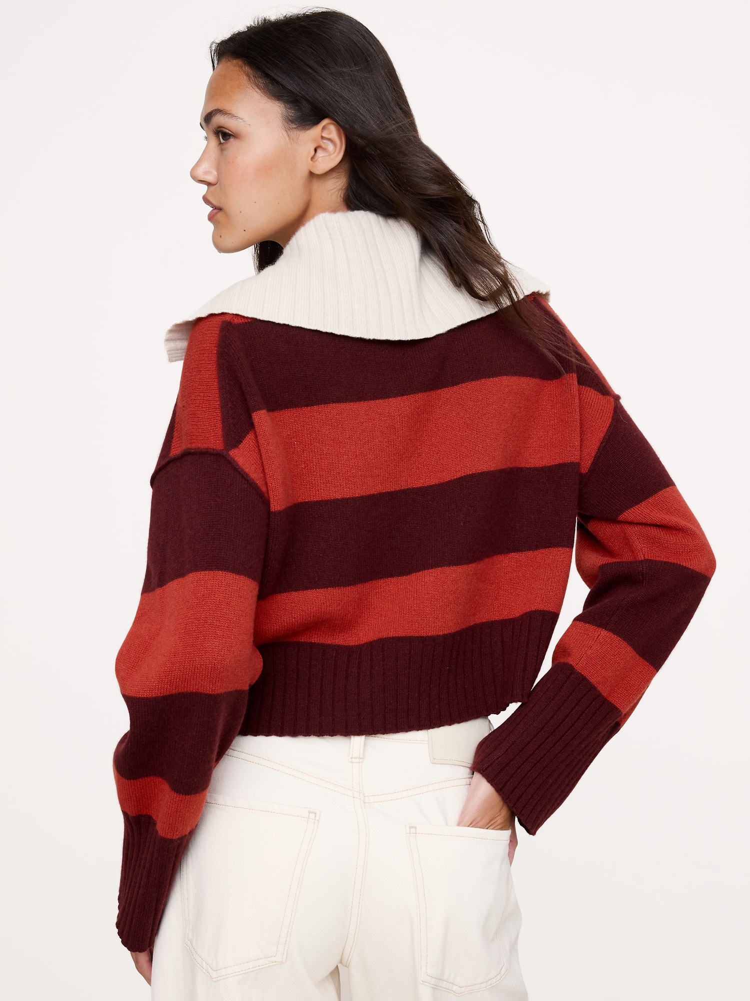 オーバーサイズ カシミヤ クロップド ニットポロ-1