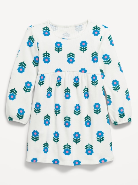 ROBE EN TRICOT GAUFRÉ À MANCHES LONGUES POUR TOUTE-PETITE FILLE