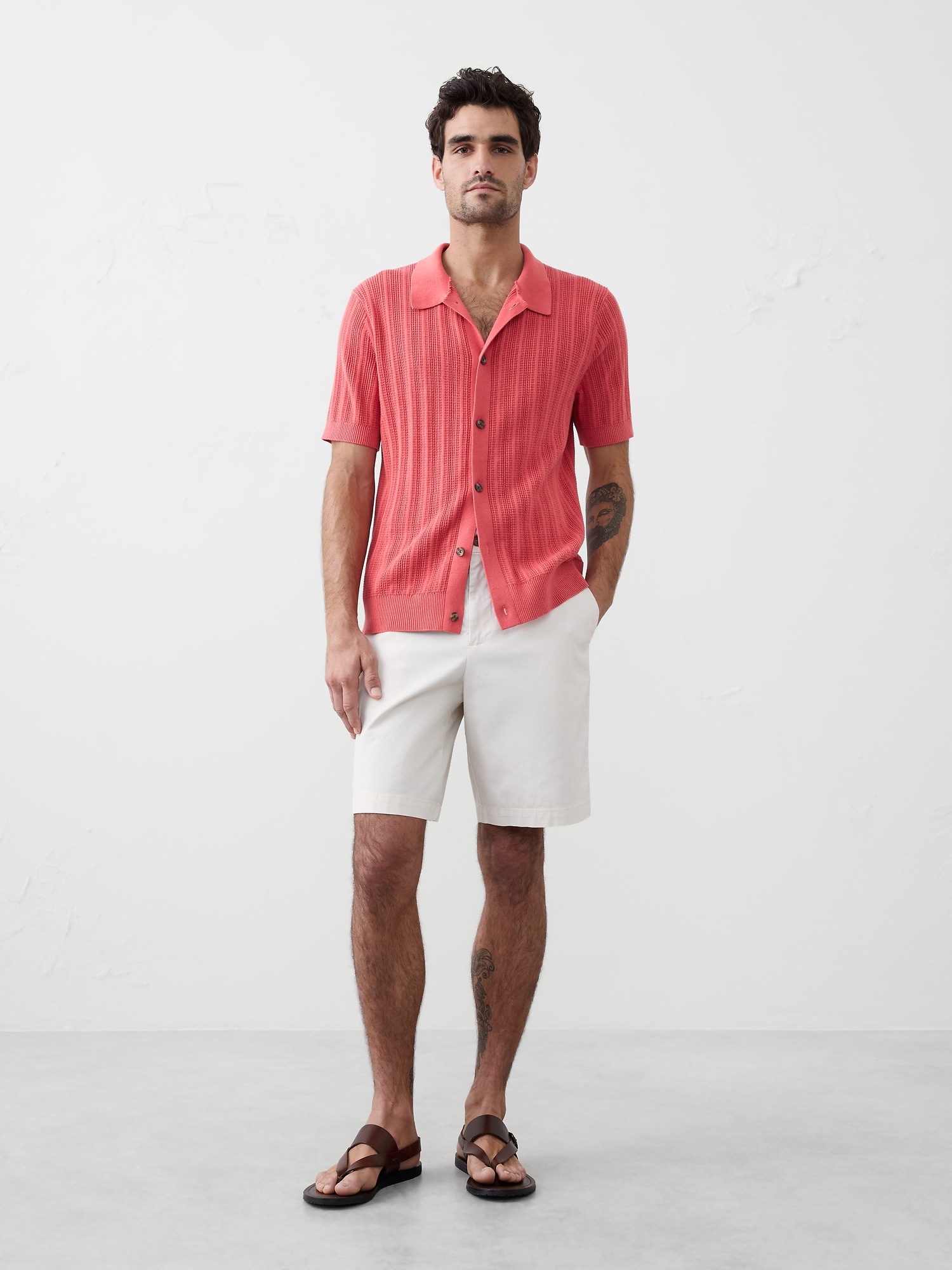 CHANDAIL POLO TEXTURÉ À RAYURES