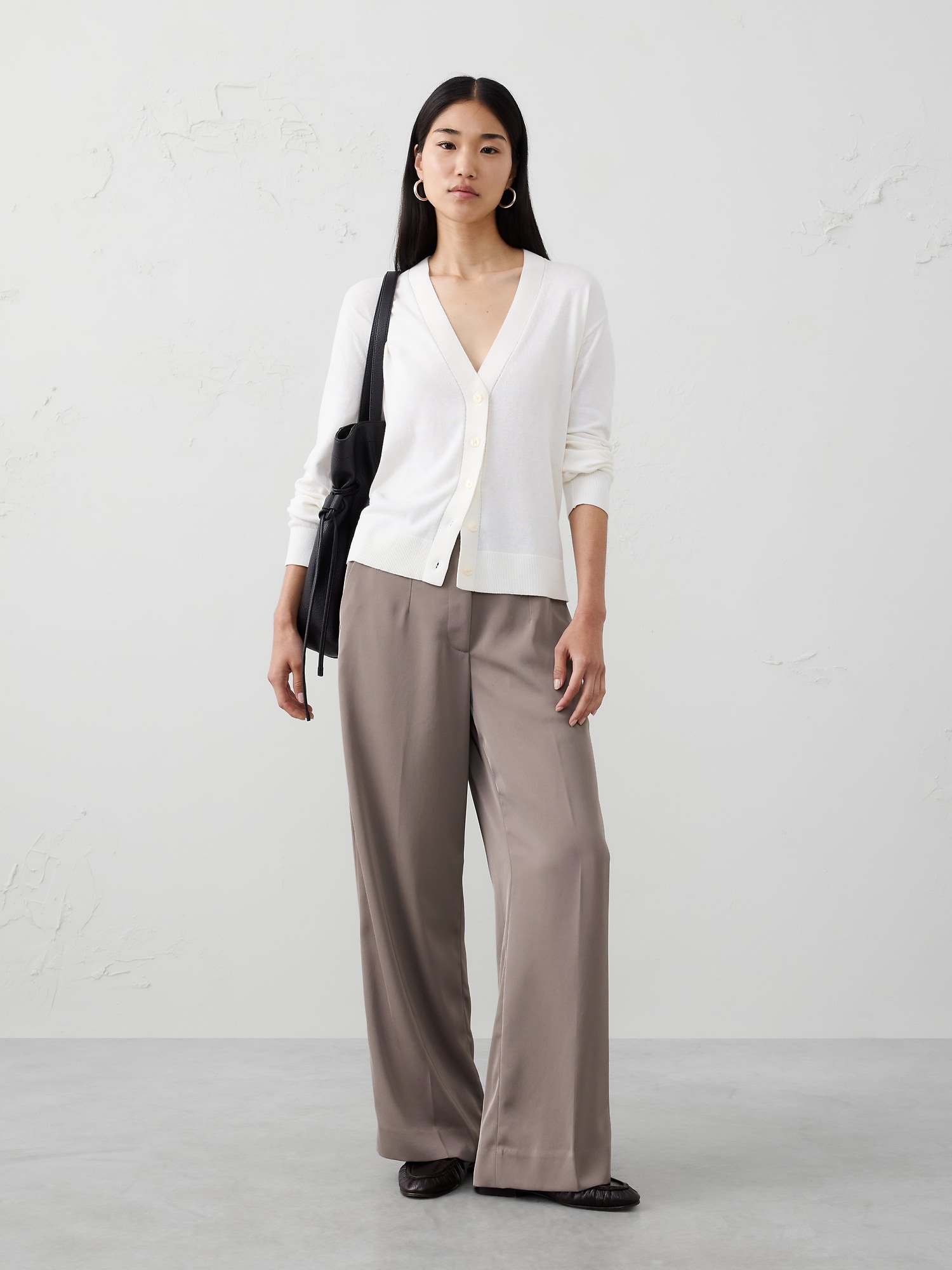 Wide-Leg High-Rise Sheen Trouser