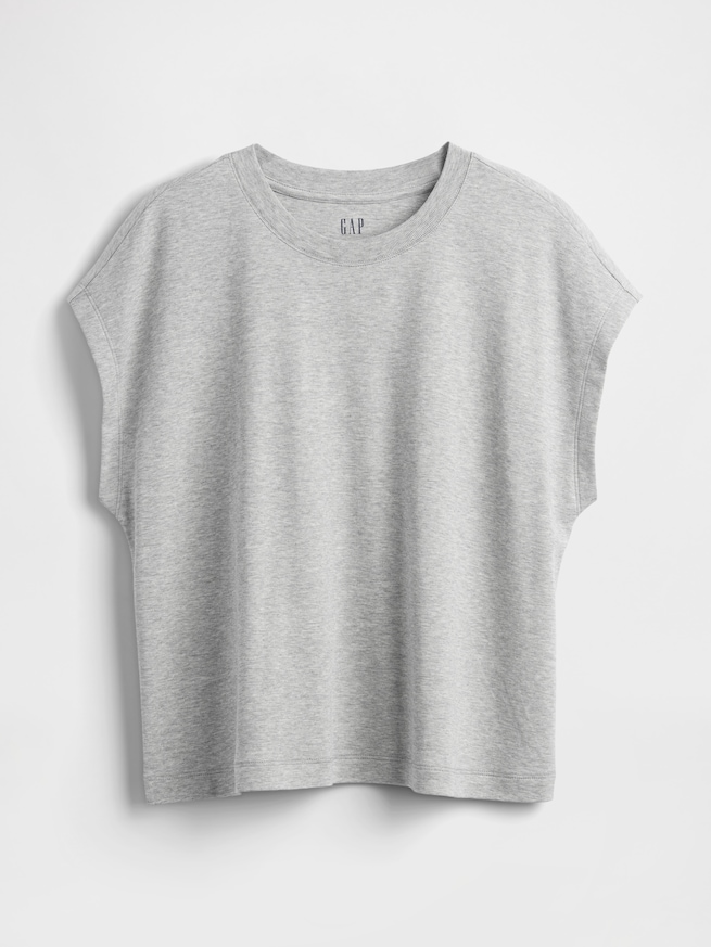 スーピマ® コットン リラックスフィット クロップドTシャツ-4