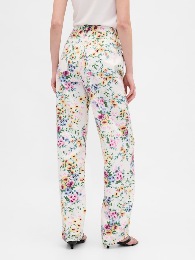 ハイライズ フローラル バレルデニム-3