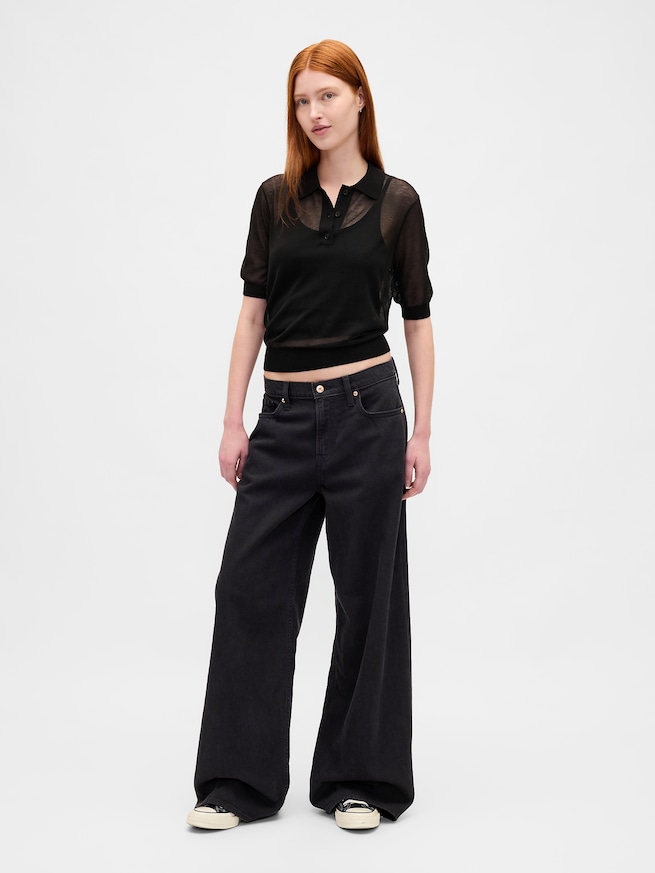 シアー クロップド ポロセーター-1