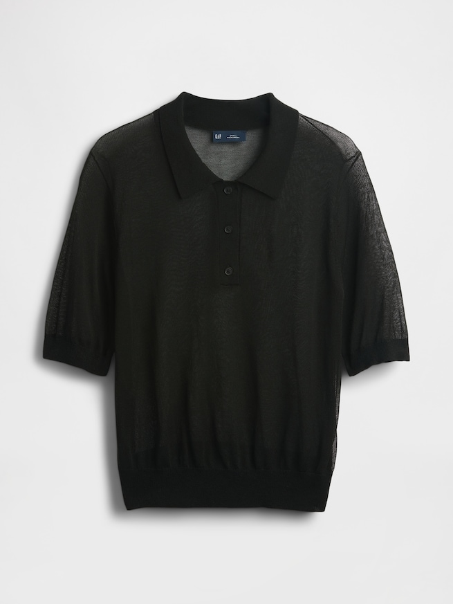 シアー クロップド ポロセーター-4