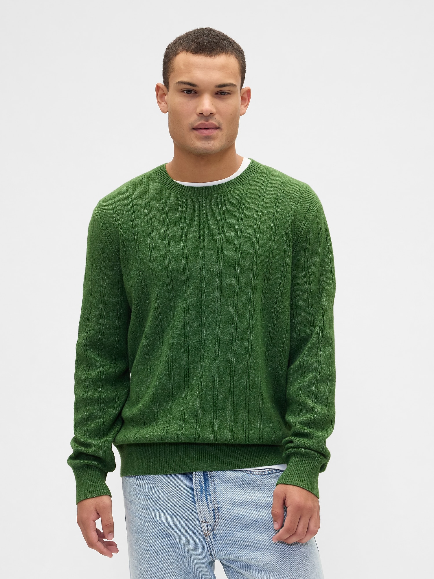 CashSoft Ribbed Crewneck Sweater