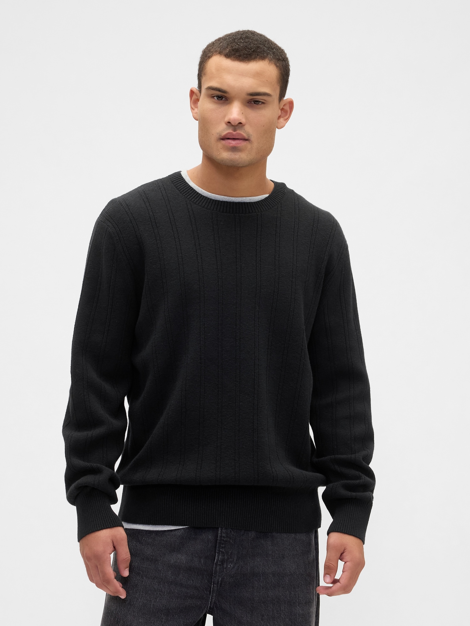 CashSoft Ribbed Crewneck Sweater