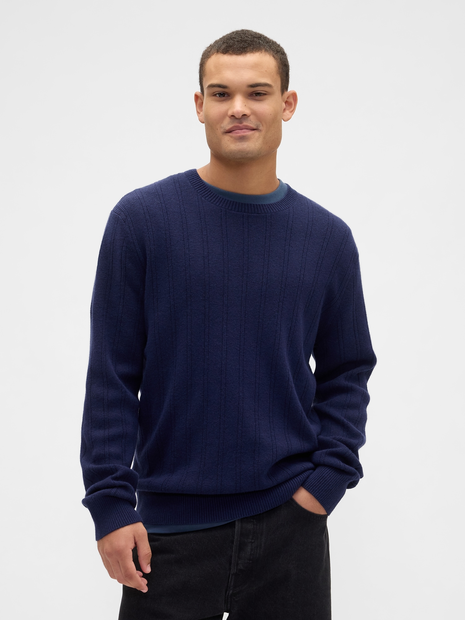 CashSoft Ribbed Crewneck Sweater