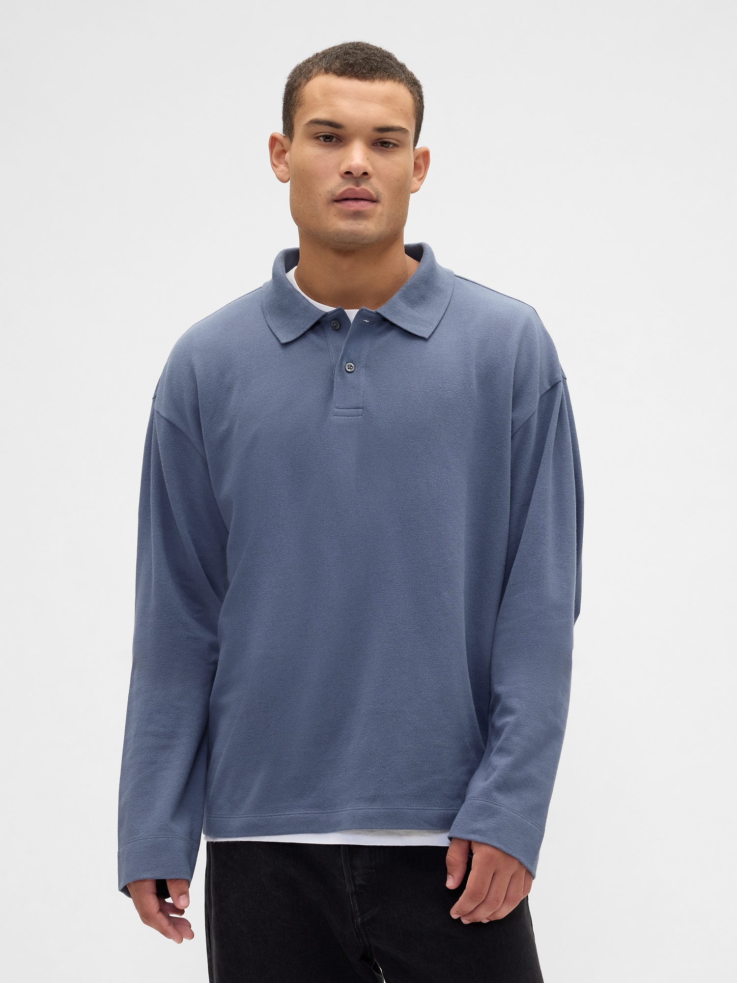 Boxy Stretch Pique Polo Shirt