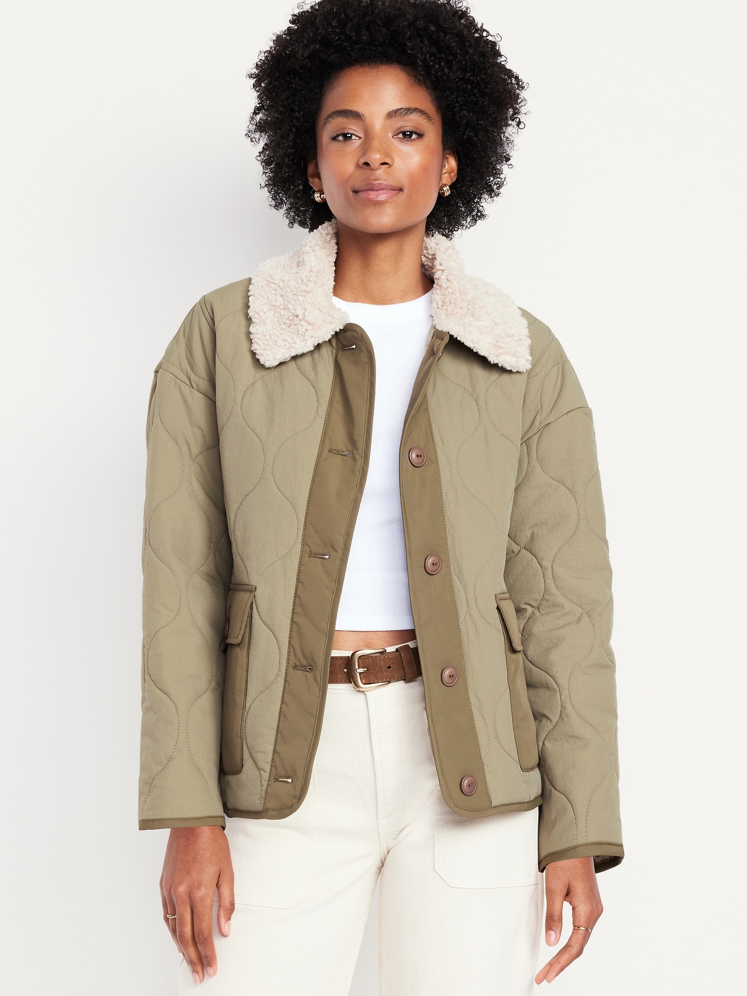 Cropped Sherpa Jacket | Old Navy