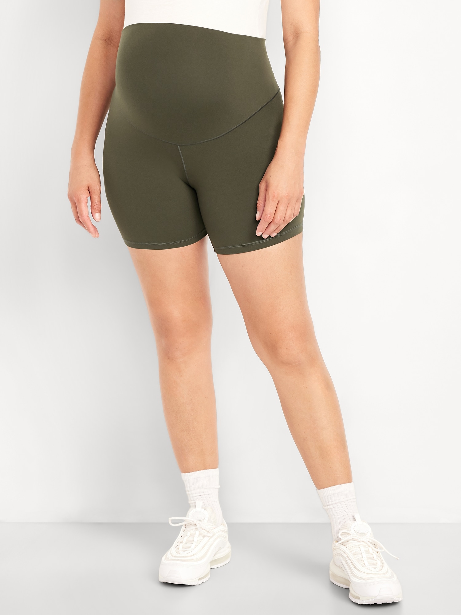 Maternity Full-Panel PowerSoft Biker Shorts -- 8-inch inseam