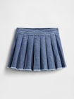 プリーツ デニム ミニスカート-5