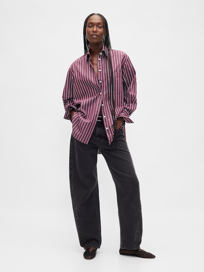 オーガニック コットンポプリン ビッグシャツ-1