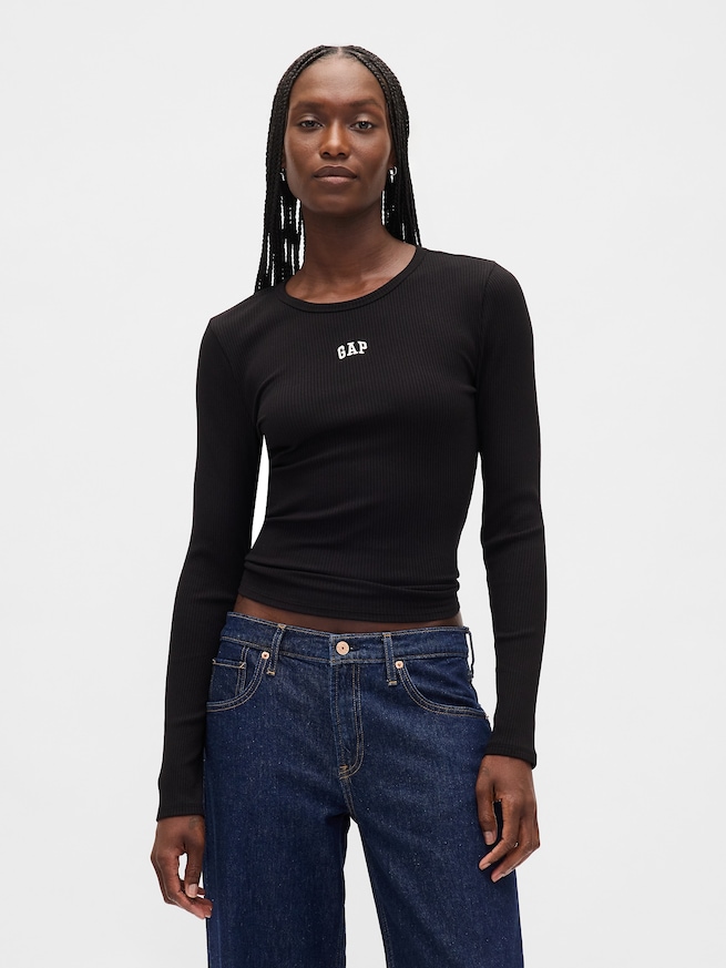 モダンリブ GAPロゴ クロップドTシャツ-0