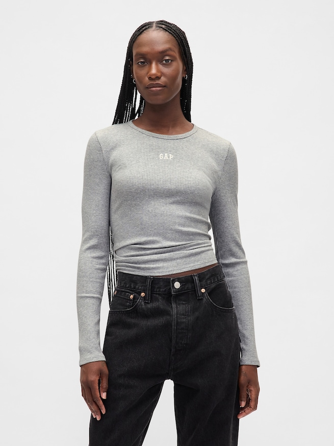 モダンリブ GAPロゴ クロップドTシャツ-0