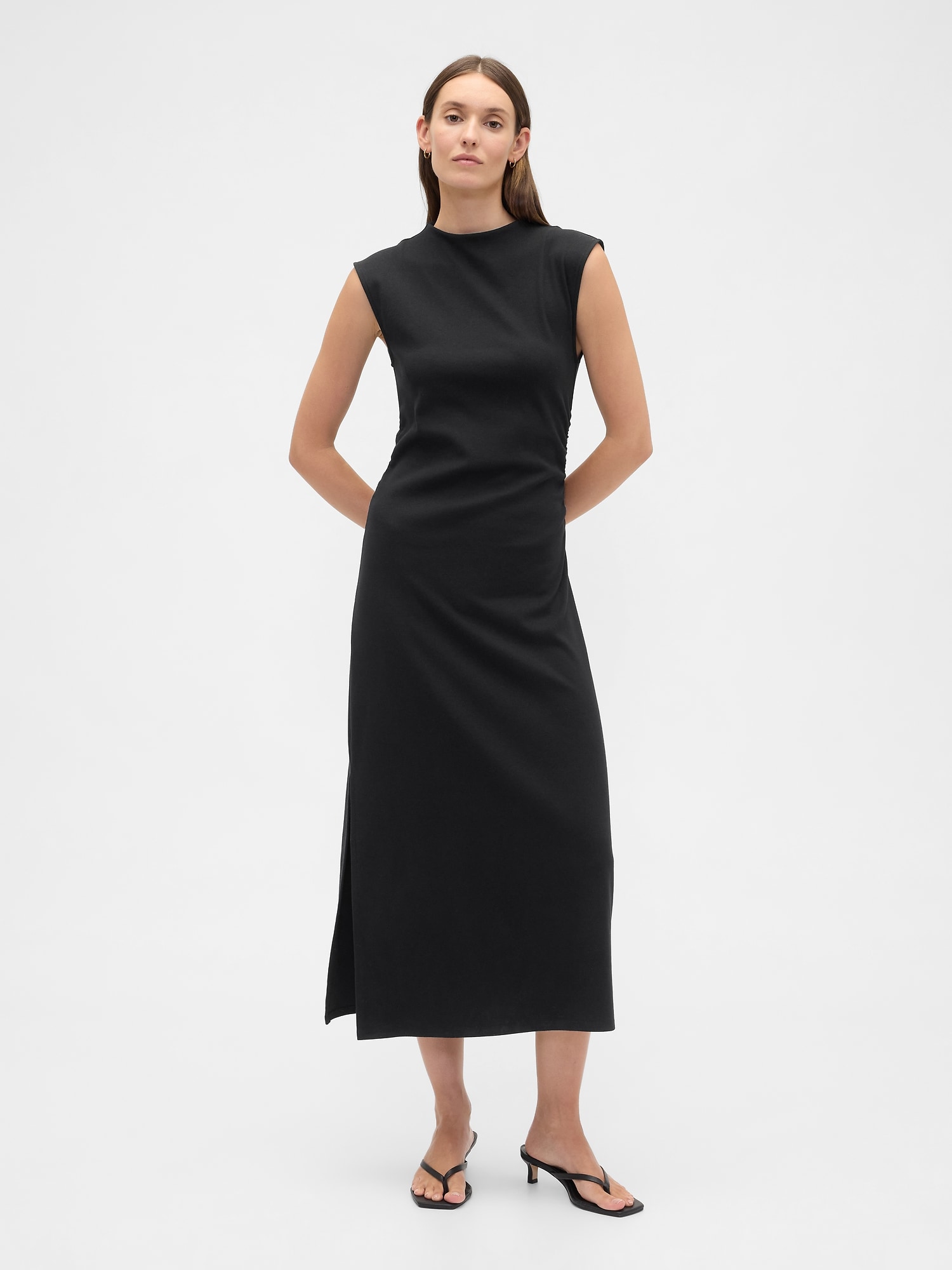 Modern Ribbed Mockneck Midi Dress
