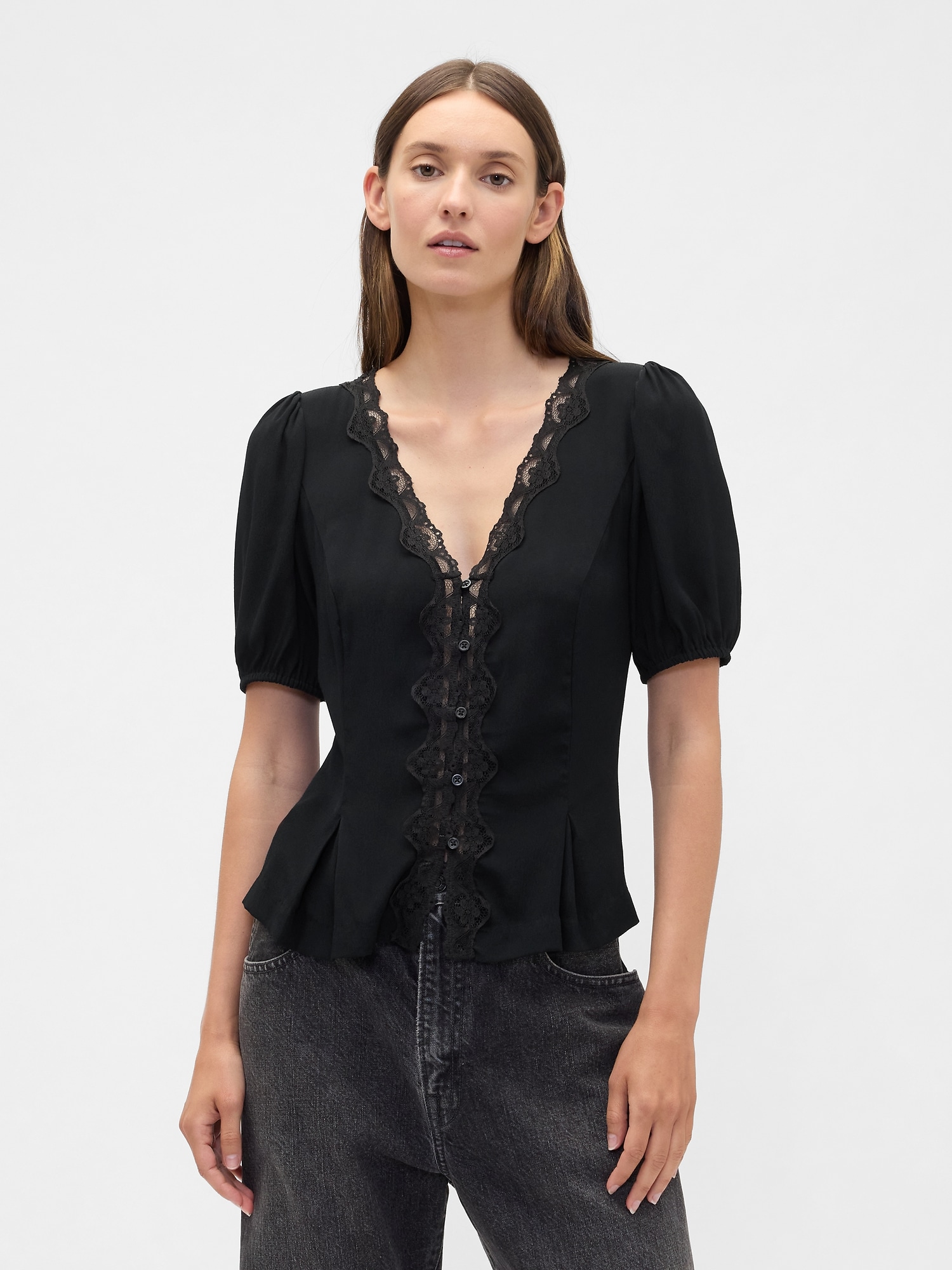 Crepe V-Neck Top
