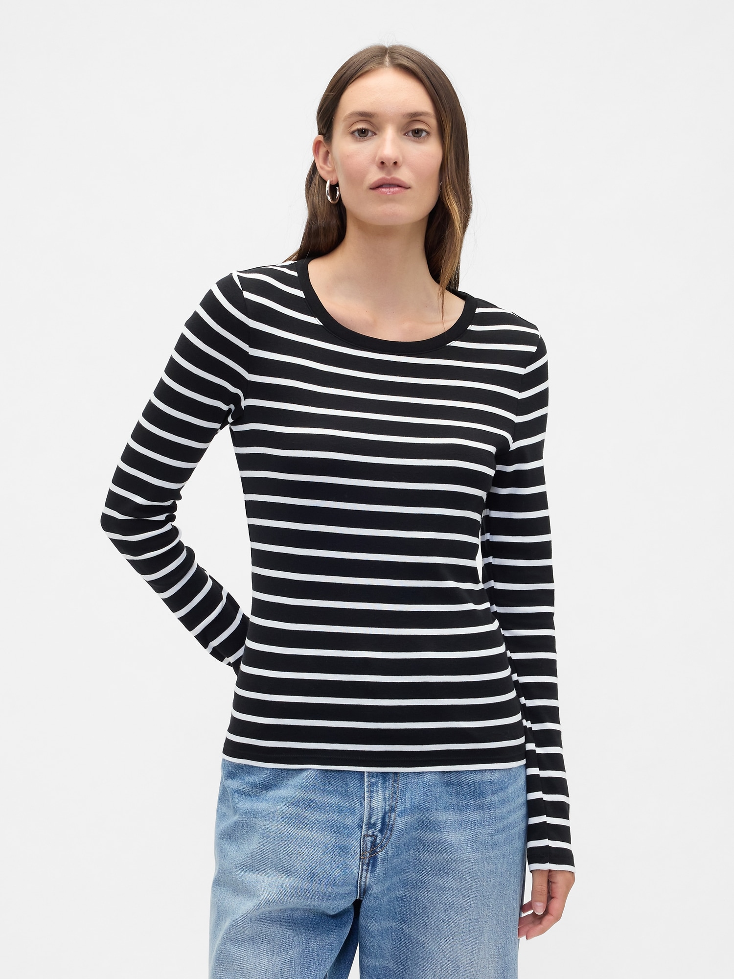 Modern Ribbed Stripe Crewneck T-Shirt