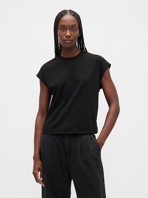 スーピマ® コットン リラックスフィット クロップドTシャツ