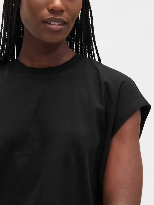 スーピマ® コットン リラックスフィット クロップドTシャツ-3