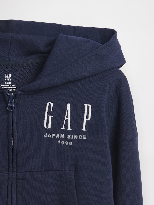 30th アニバーサリー フレンチテリー GAPロゴ ジップアップパーカー (キッズ)-3