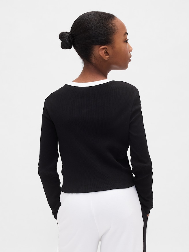 GAPロゴ クロップド リンガーTシャツ (キッズ)-2