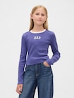 GAPロゴ クロップド リンガーTシャツ (キッズ)-0