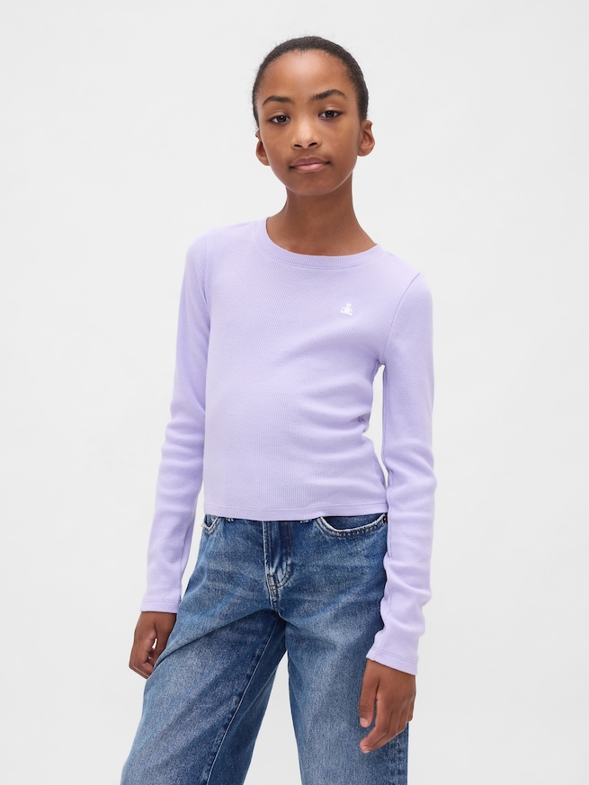 リブ クルーネック Tシャツ (キッズ)-0