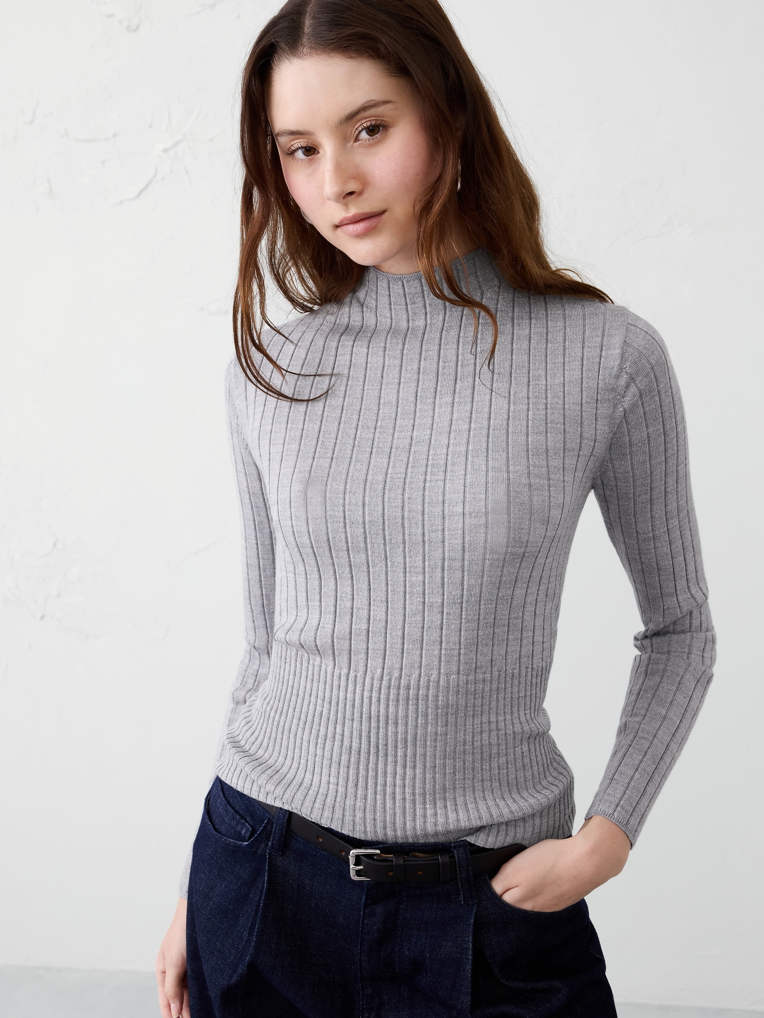 Merino Wool Ribbed Sweater