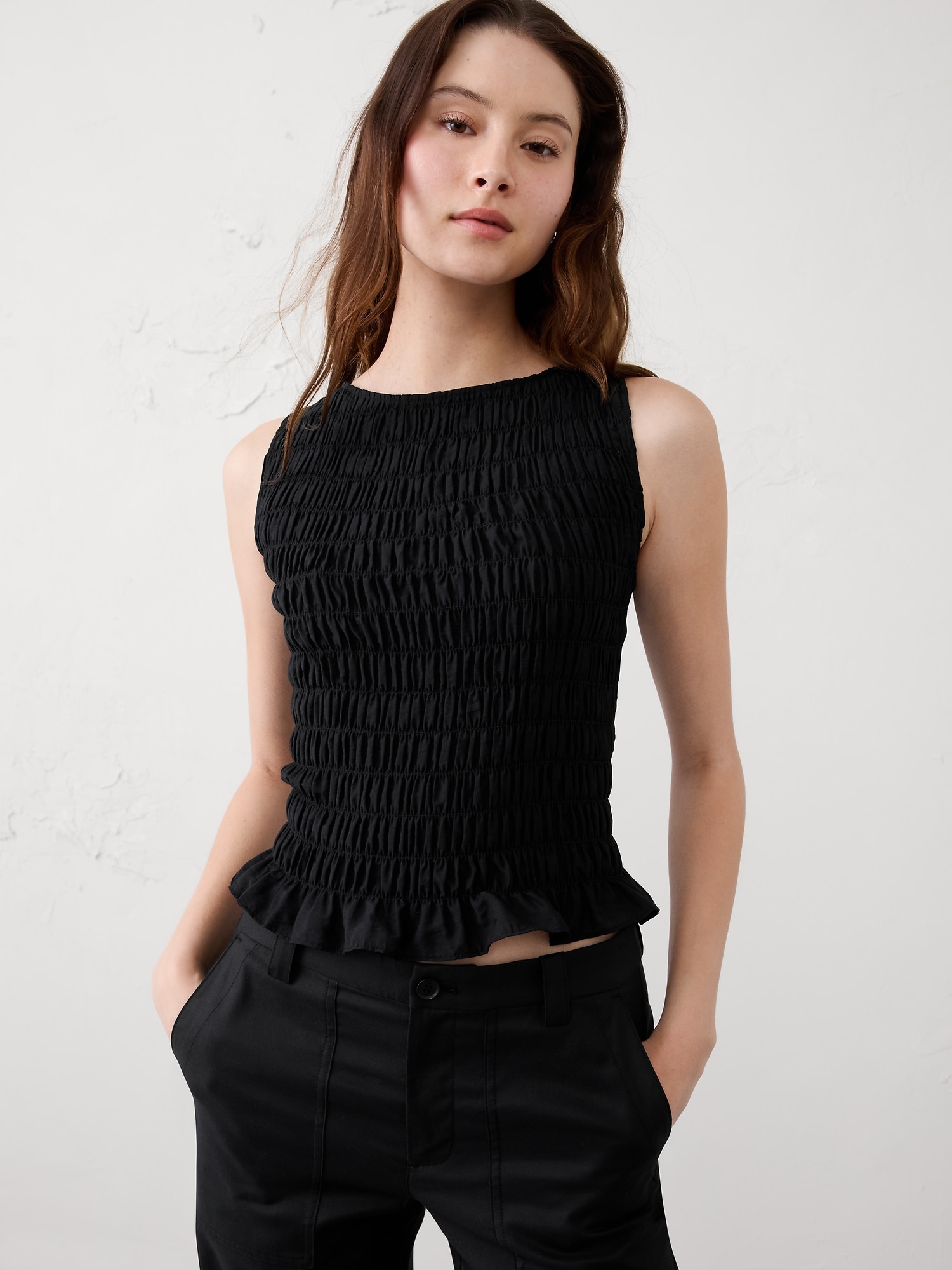 Boatneck Smocked Top