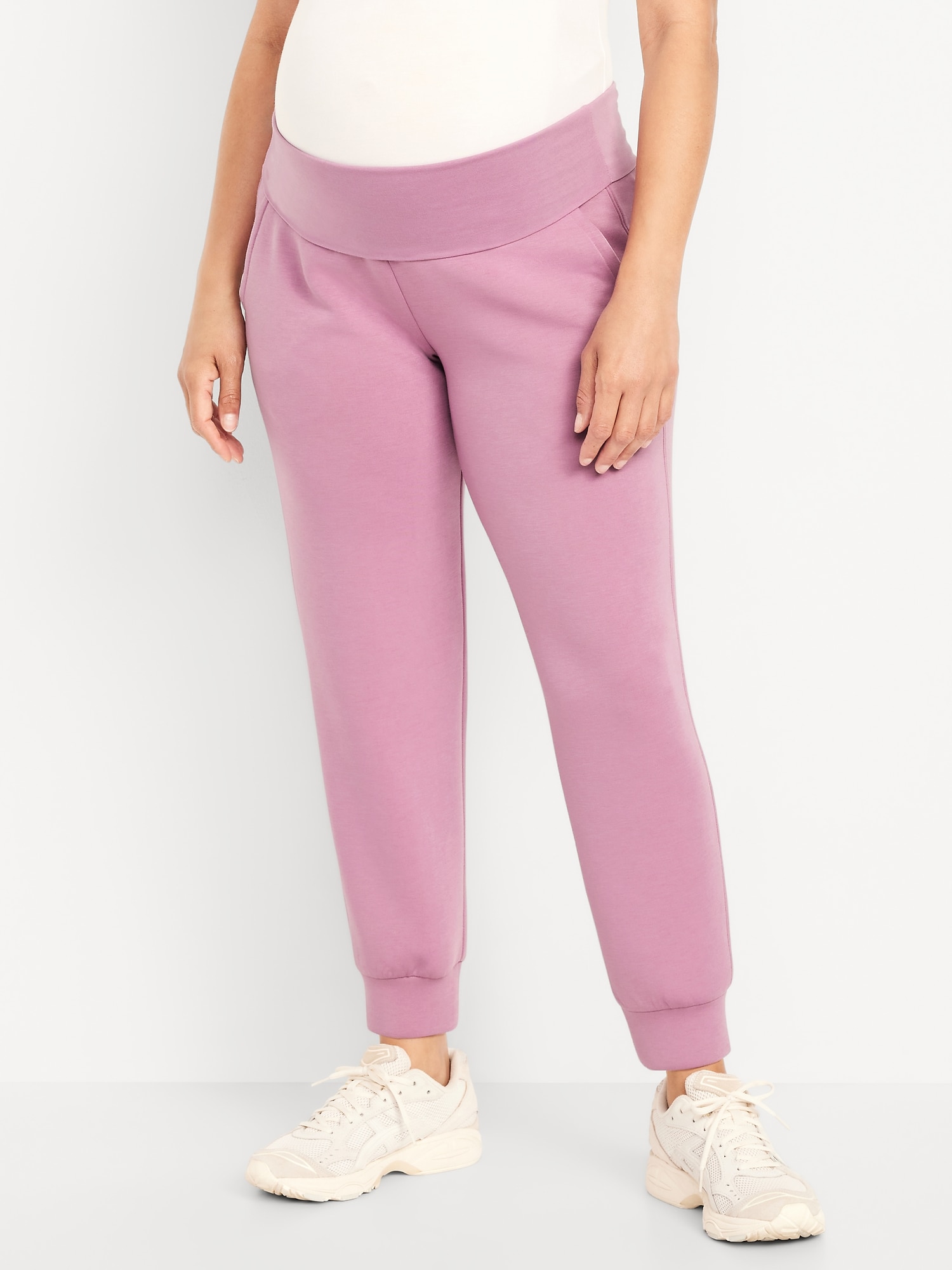 PANTALON DE JOGGING EN MOLLETON RAFFINÉ À TAILLE RABATTABLE DE MATERNITÉ