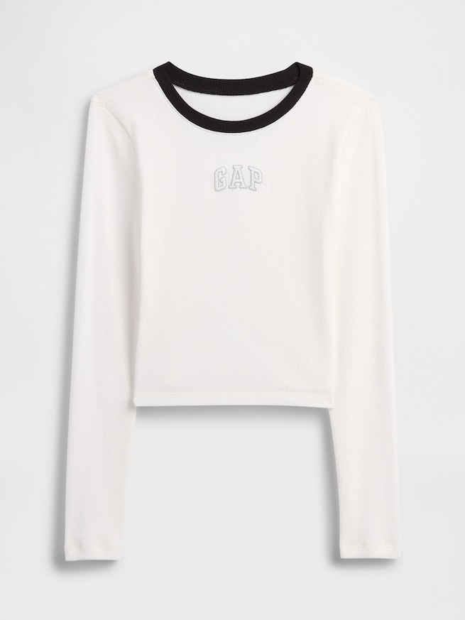 GAPロゴ クロップド リンガーTシャツ (キッズ)-1