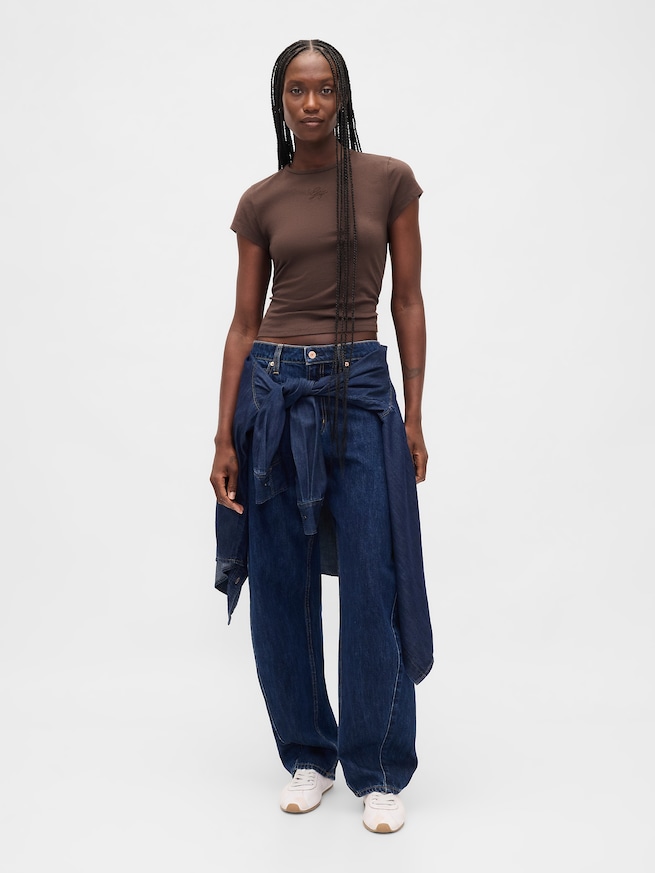 コットンジャージー クロップド GAPロゴTシャツ-1