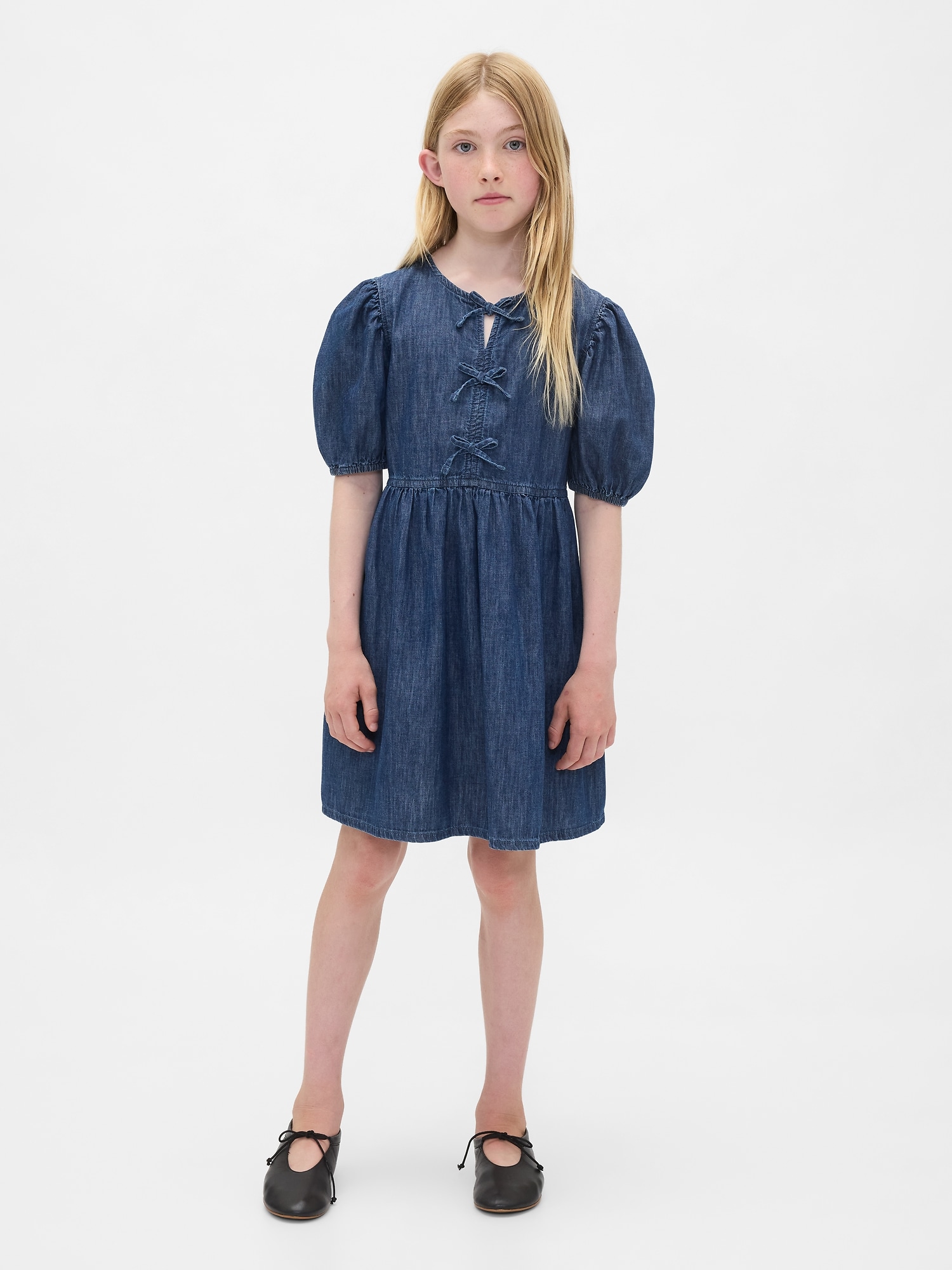 Gap デニム パフスリーブ ワンピース (キッズ) Gap デニム パフスリーブ ワンピース (キッズ)